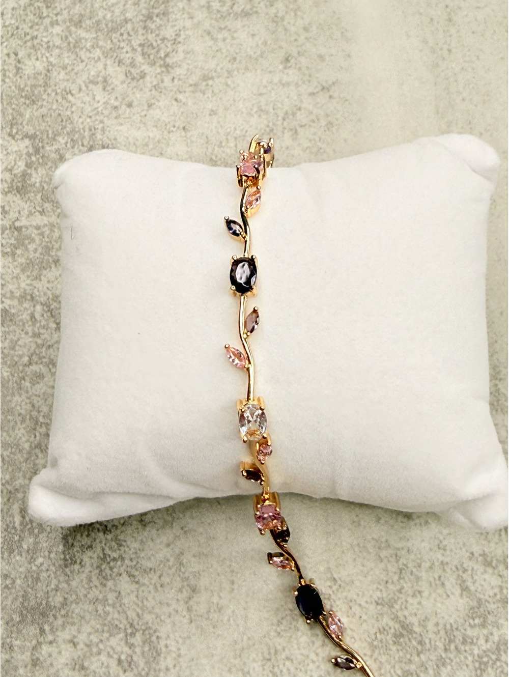 Amethyst & Pink Blossom Vine Bracelet